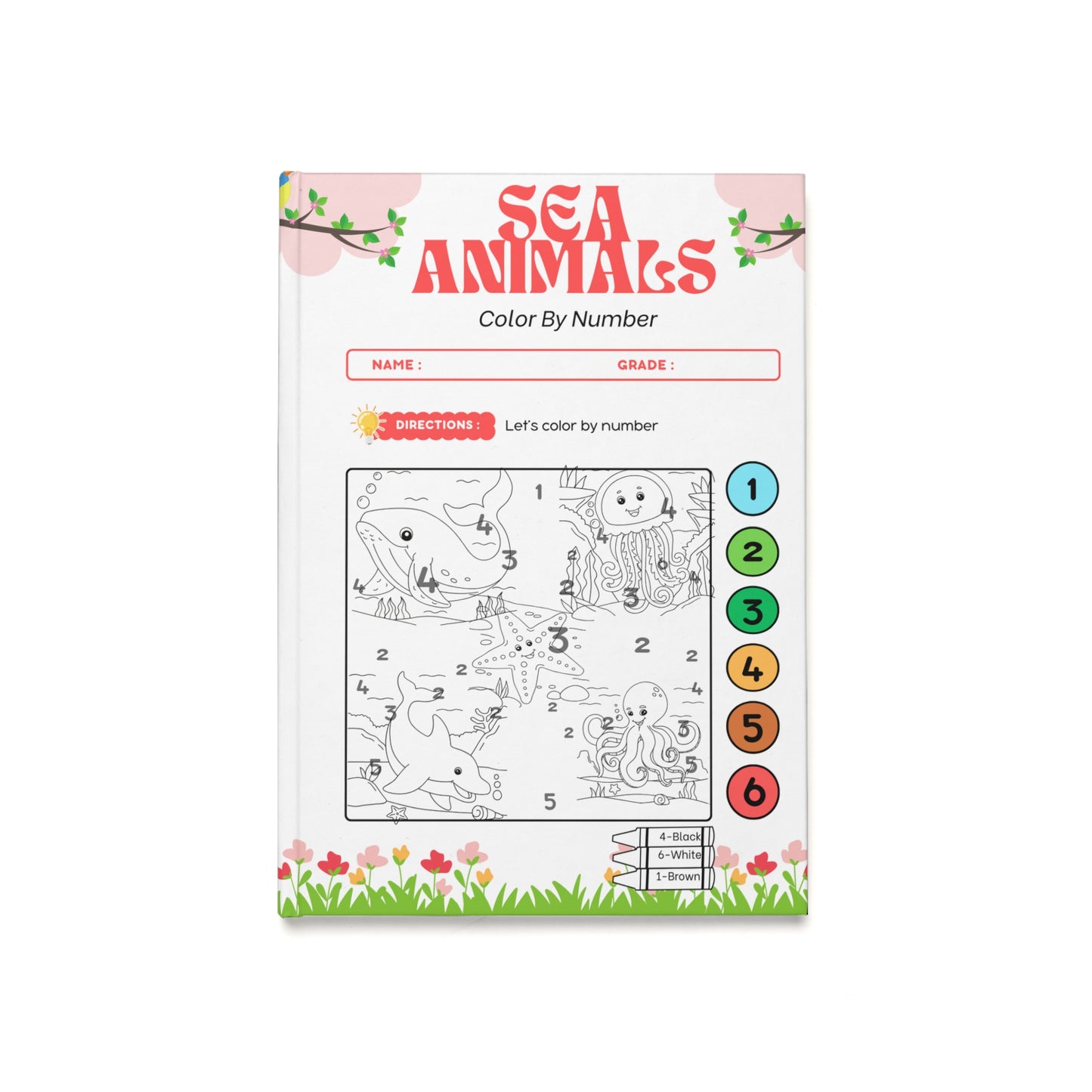 Color by Number: Sea Animals Coloring Book for Kids – 5 Fun Pages of Ocean Life