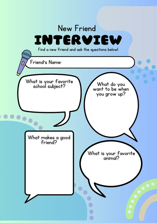 Back to School Student Interview Worksheet | Fun Icebreaker Activity for Making New Friends”
