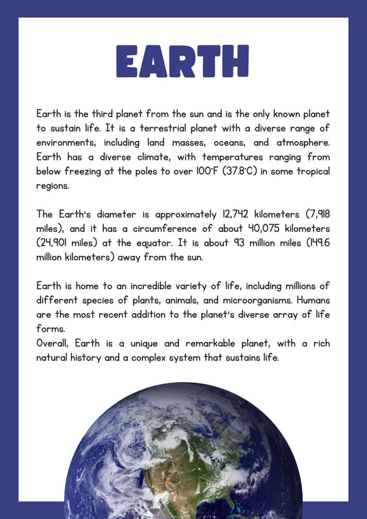 Planet Earth Reading Comprehension Worksheet | Geography & Science Activity for Kids