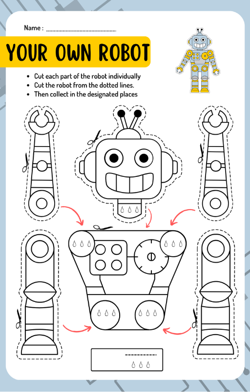 Printable Robot Paper Craft – Fun, Foldable STEM Creativity for Kids!