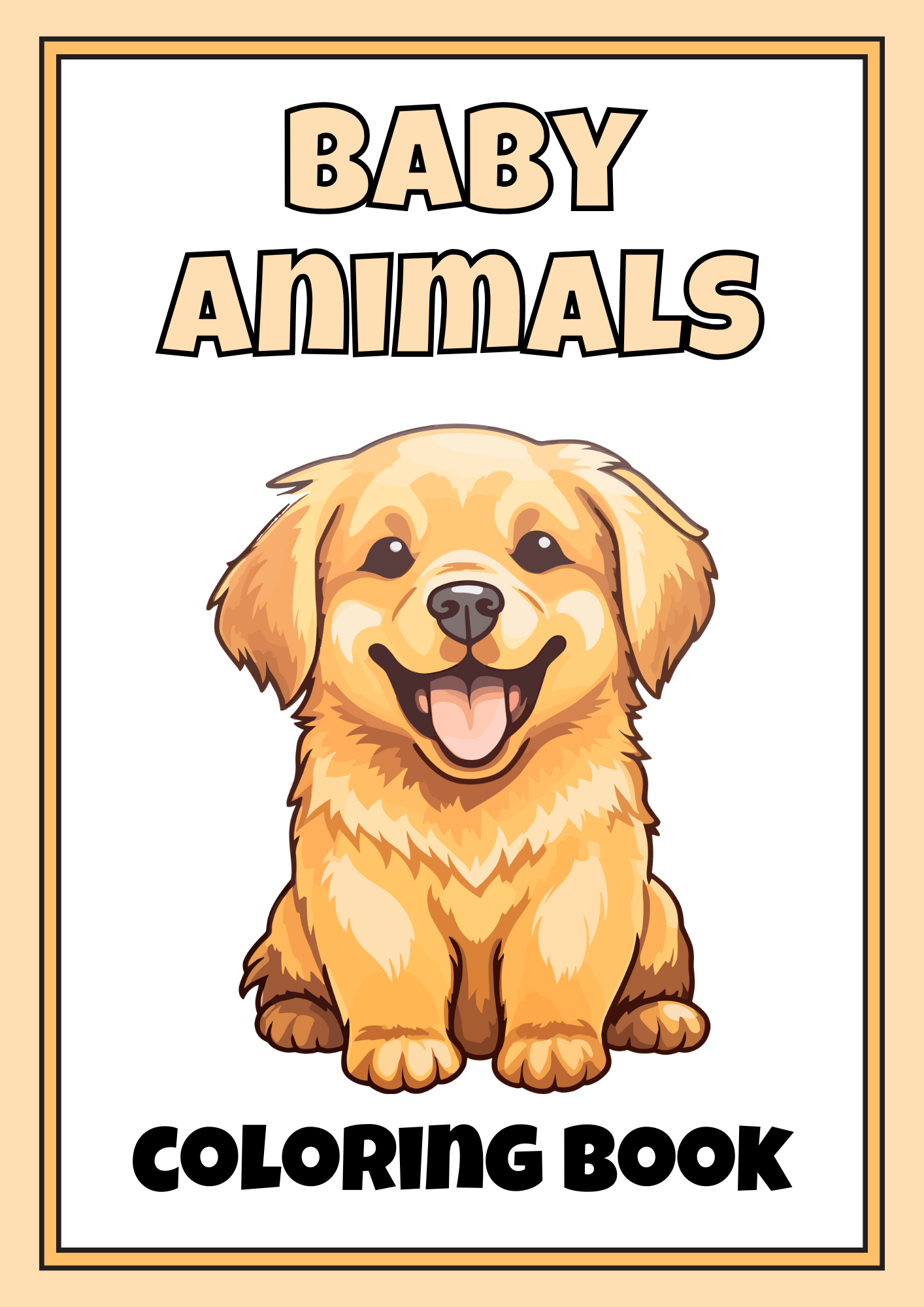 Baby Animal Coloring Worksheets in Grayscale with Writing Lines – Fun Early Learning Resource for Kids