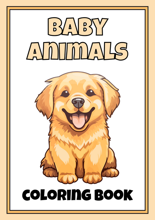 Baby Animal Coloring Worksheets in Grayscale with Writing Lines – Fun Early Learning Resource for Kids